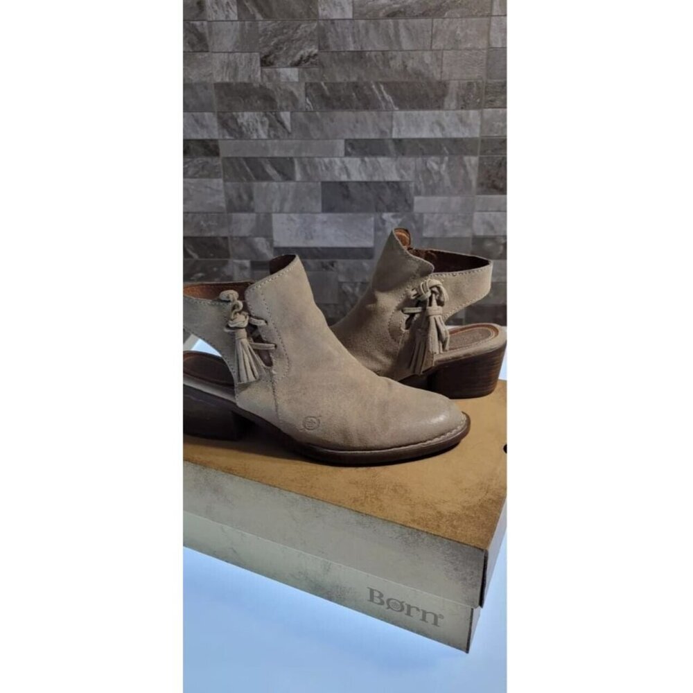 Born Monikah Tassel Bow Anckle Booties STONE 8M